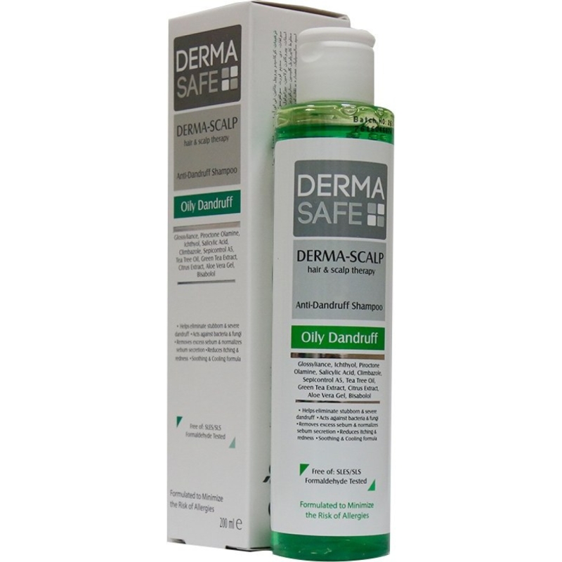 شامپو ضد شوره مو و پوست سر چرب درما اسکالپ درماسیف حجم ۲۰۰ میلی لیتر