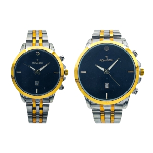 ساعت مچی عقربه ای ست زنانه و مردانه رومانسون مدل gold-silver 01
