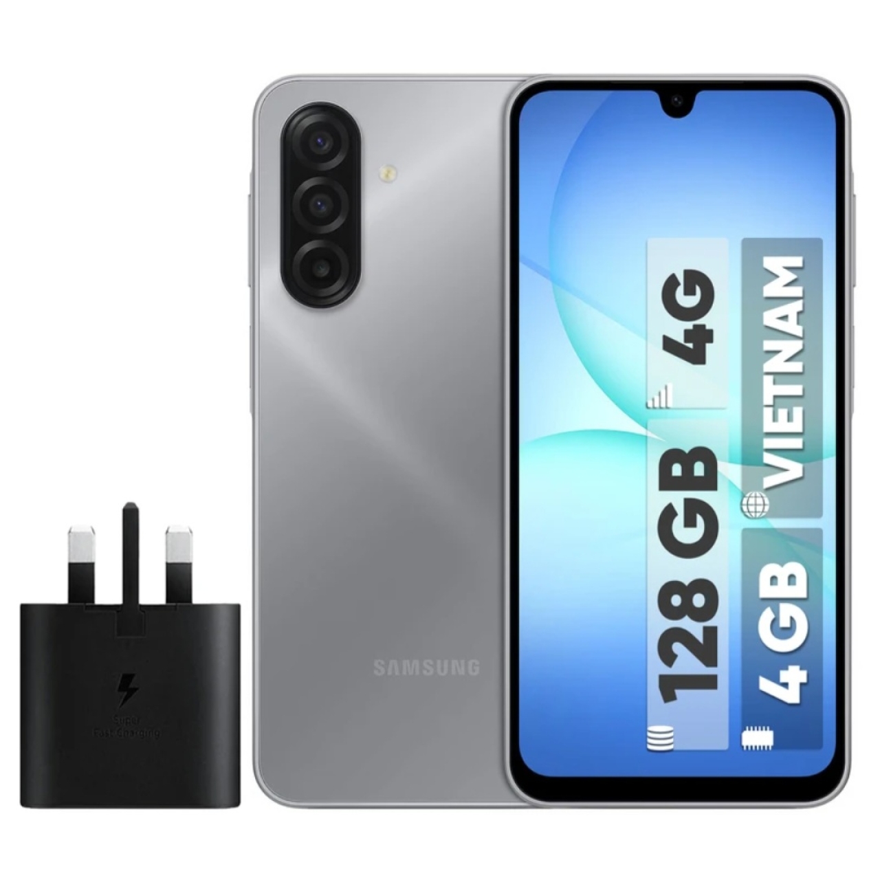 گوشی موبایل سامسونگ مدل Galaxy A17 4G دو سیم کارت ظرفیت 128 گیگابایت و رم 4 گیگابایت ویتنام به همراه شارژر 25 وات سامسونگ 