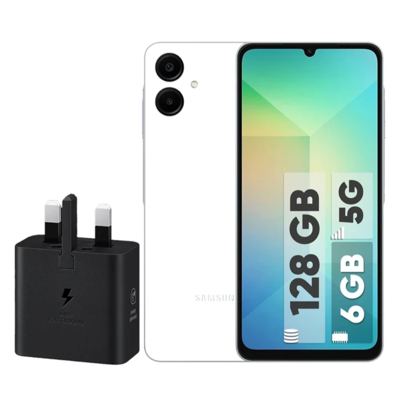 گوشی موبایل سامسونگ مدل Galaxy A06 5G دو سیم کارت ظرفیت 128 گیگابایت و رم 6 گیگابایت به همراه شارژر 25 وات سامسونگ