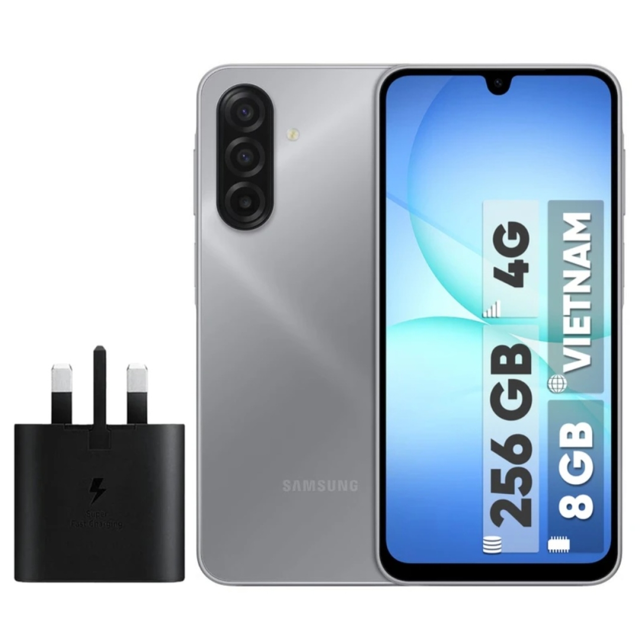 گوشی موبایل سامسونگ مدل Galaxy A17 4G دو سیم کارت ظرفیت 256 گیگابایت رم 8 گیگابایت ویتنام به همراه شارژر 25 وات سامسونگ  