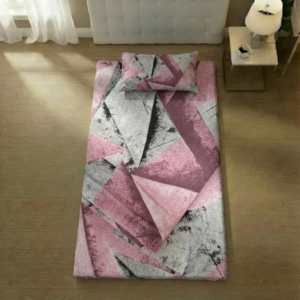 کاور ملحفه تشک مهمان سایز ۱۹۵*۹۵ تترون طرح دیاموند همراه روبالشی پاکتی