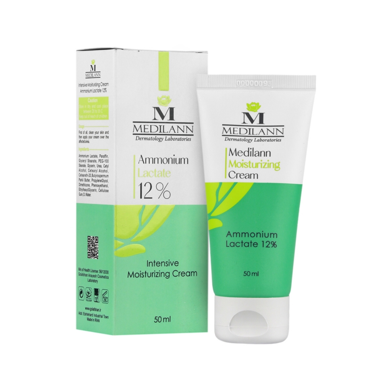کرم مرطوب کننده آمونیوم لاکتات 12 درصد مدیلن حجم ۵۰ میلی لیتر