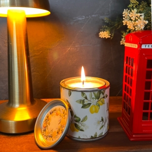 شمع جار فلزی مدل لیمویی معطر