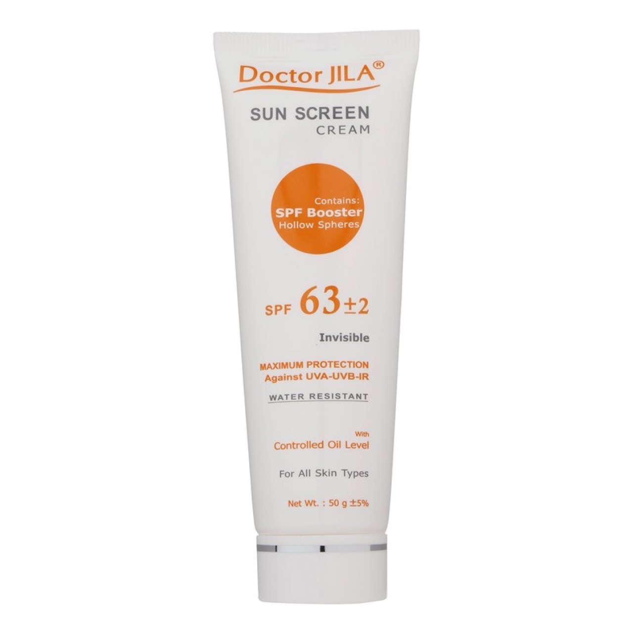 کرم ضد آفتاب بی رنگ SPF63 دکتر ژیلاحجم ۵۰ گرم 