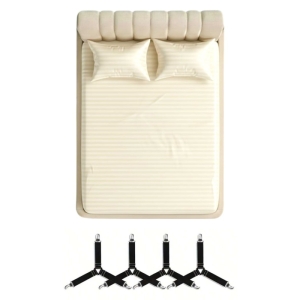 کمبو ملحفه کشدار هتلی عرض ۱۸۰ و گیره نگهدارنده ۴ عددی