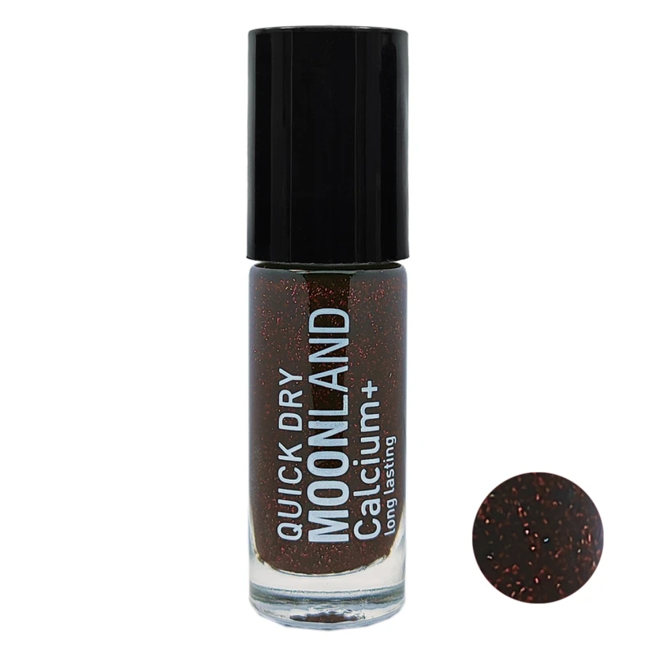 لاک ناخن مون لند رنگ قرمز شاین درشت طلایی و قرمز کد 75