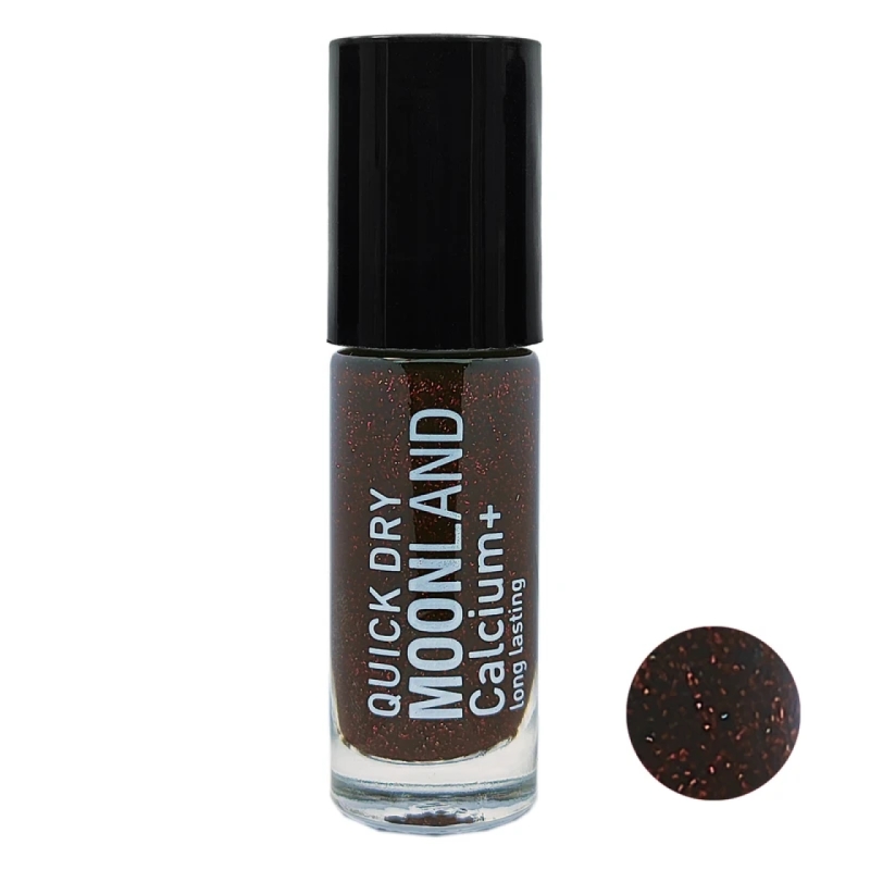 لاک ناخن مون لند رنگ قرمز شاین درشت طلایی و قرمز کد 75