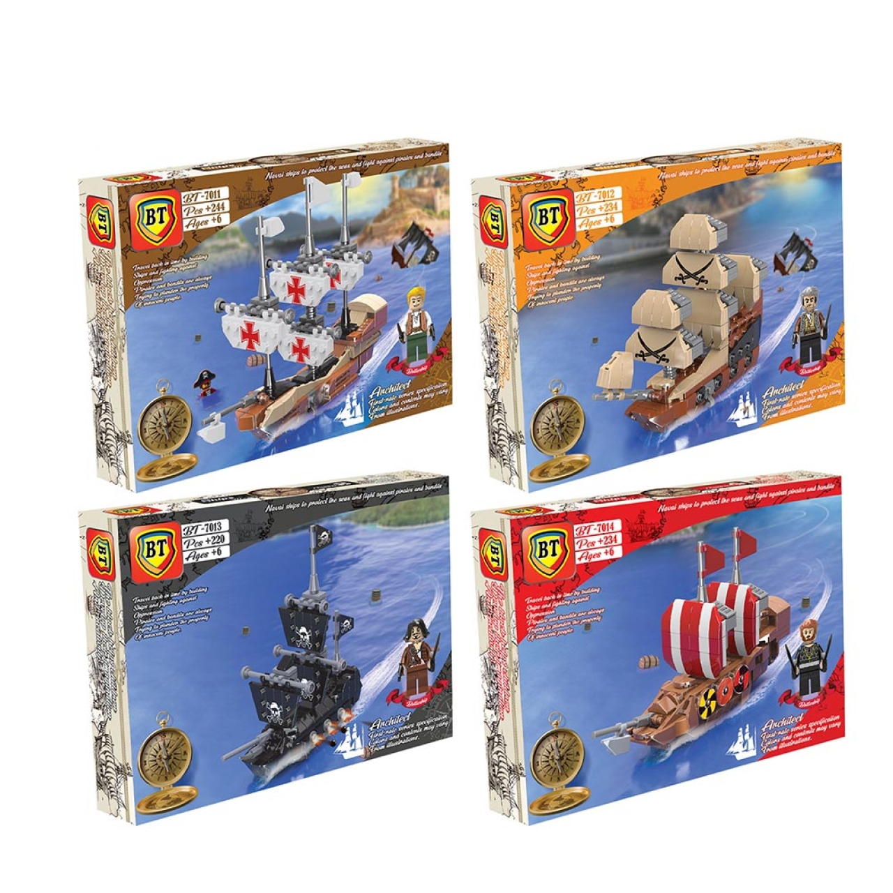 لگو قایق BT مدل کشتی دزدان دریایی مجموعه 4 عددی