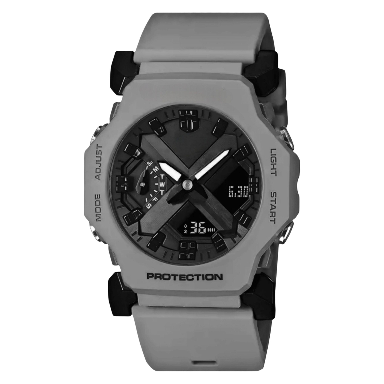 ساعت مچی عقربهای کوارتز مردانه مدل دو زمانه کرنوگراف بند پیو کد b