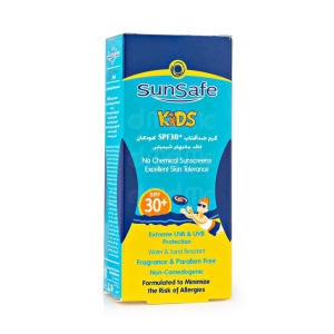 کرم ضد آفتاب کودکان سان سیف التیام بخش و مرطوب کننده SPF30 حجم ۵۰ میلی لیتر