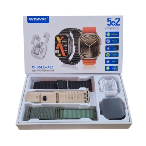 ساعت هوشمند الترا و ایرپاد شیشه ای ویسمی مدل WISME-M2 با 5 بند متنوع