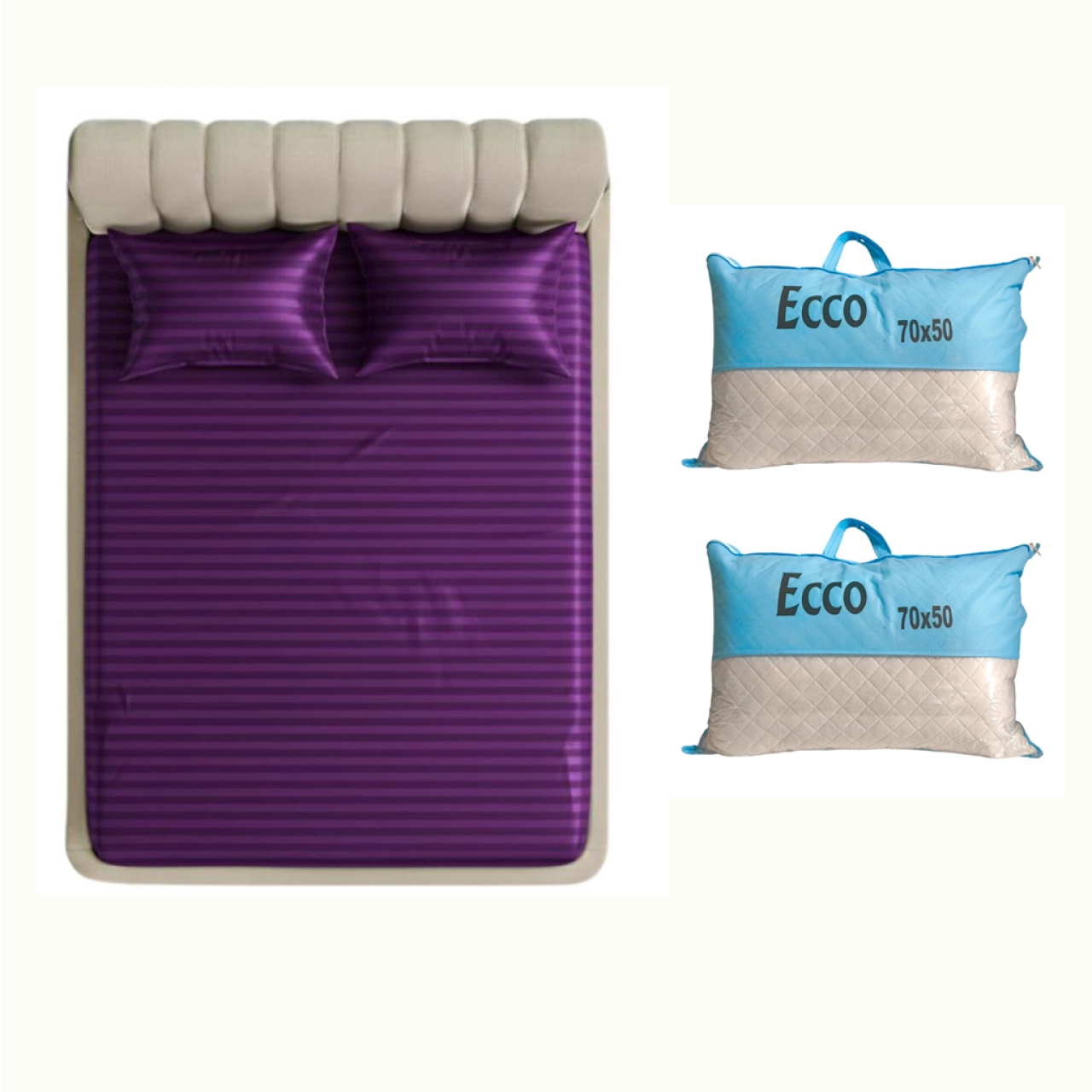 کمبو روتختی کشدار هتلی ۲نفره عرض۱۸۰ و ۲ عدد بالشت الیاف توپی