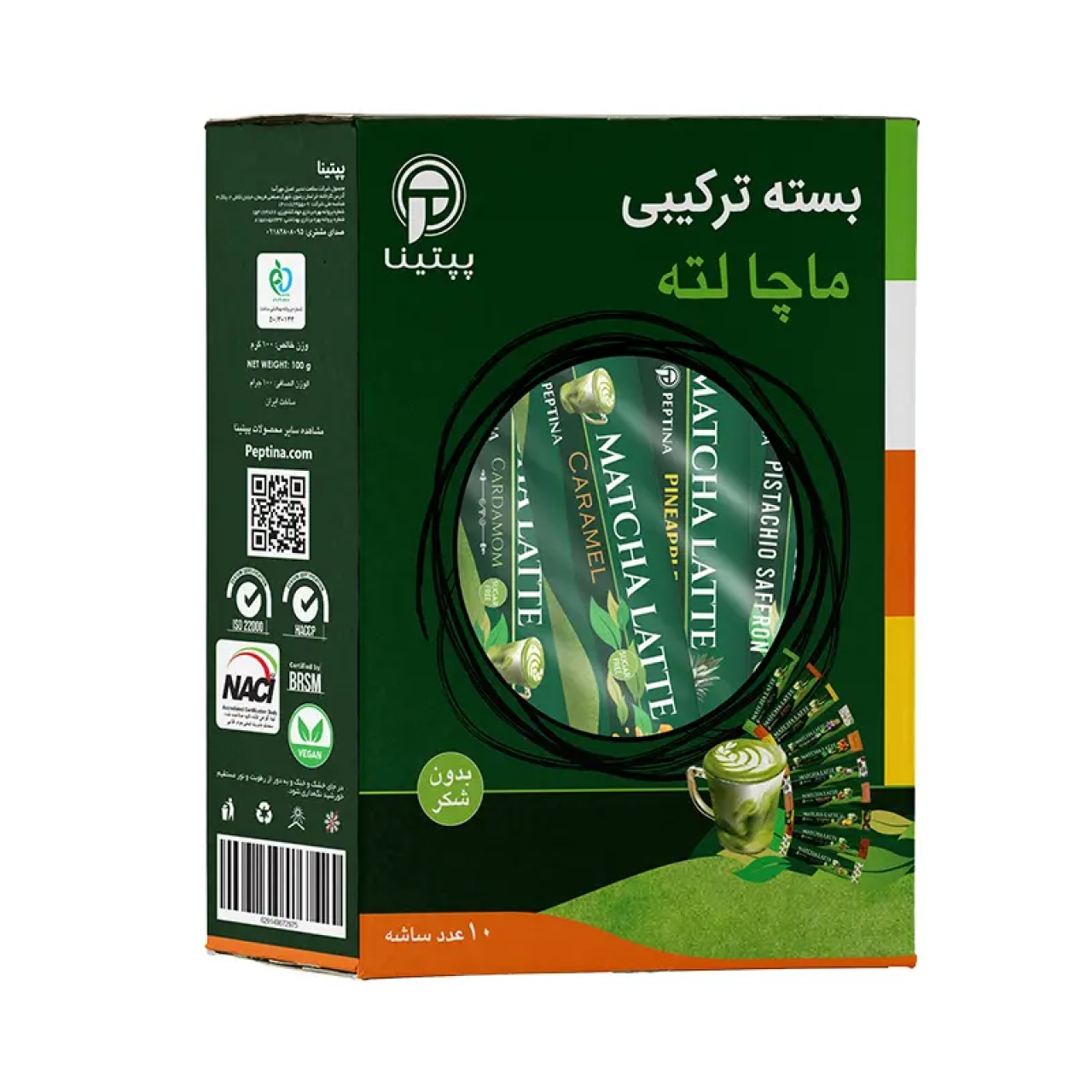 چای ماچا لته ساشه ای ترکیبی بدون شکر پپتینا بسته 10 تایی