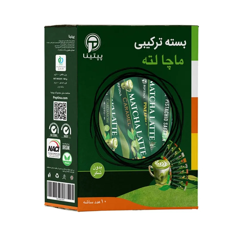 چای ماچا لته ساشه ای ترکیبی بدون شکر پپتینا بسته 10 تایی