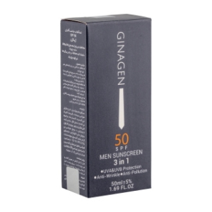 کرم ضد آفتاب بدون رنگ ژیناژن SPF 50 مدل 3in1 ‌مناسب برای انواع پوست حجم 50 میل