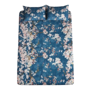 ملحفه کشدار دونفره به همراه کش فیکسر و روبالشی Cheshik مدل شکوفه سایز 160*180 سانتی متر 