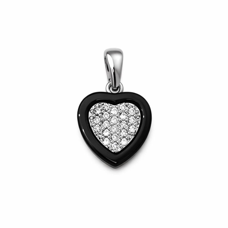 آویز نقره طرح قلب مشکی کد AV21