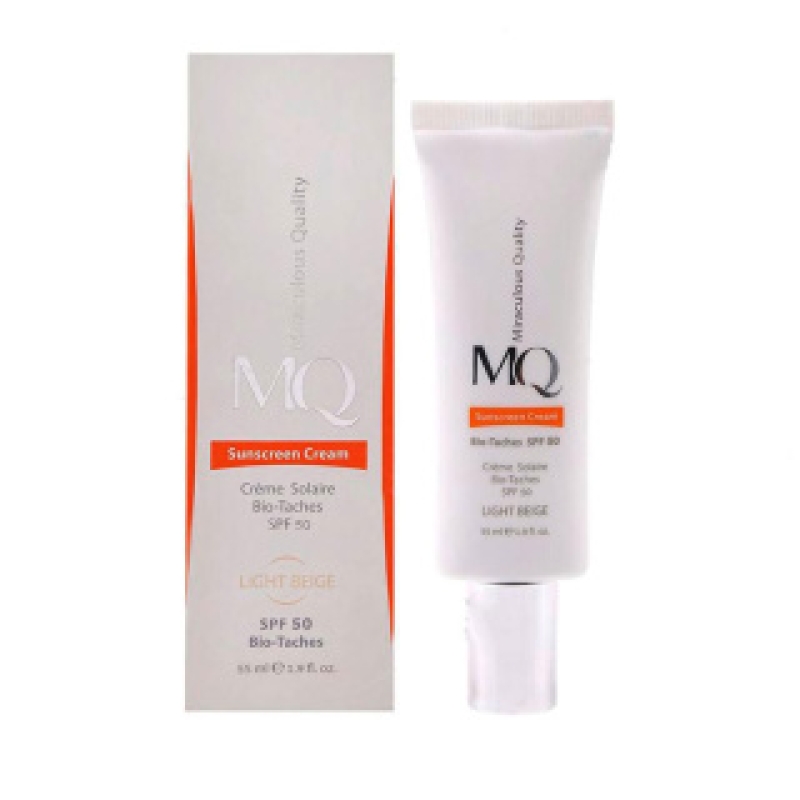 کرم ضد آفتاب ام کیو بژ روشن spf50 حجم 55 میلی لیتر
