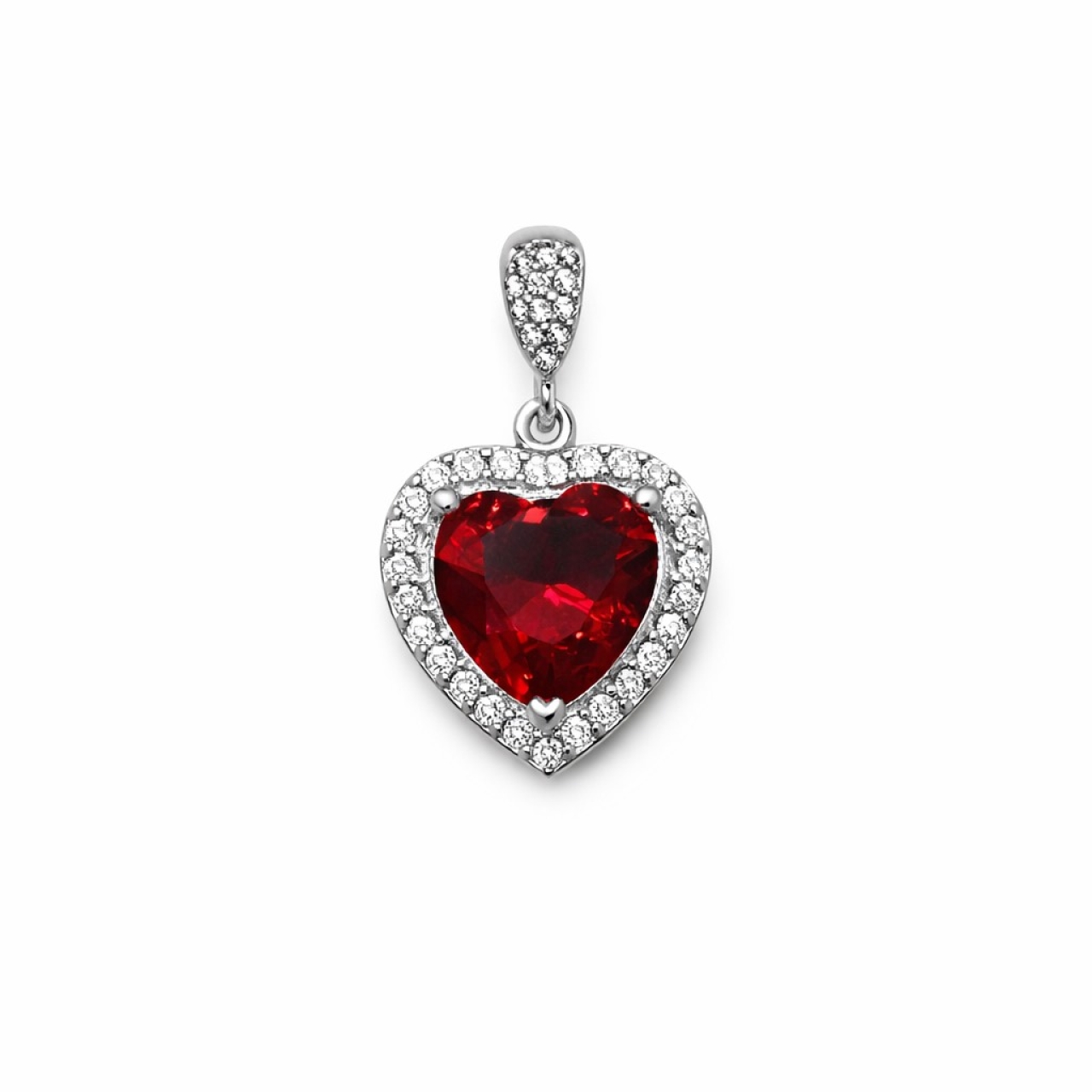 آویز نقره طرح قلب یاقوت کد AV02