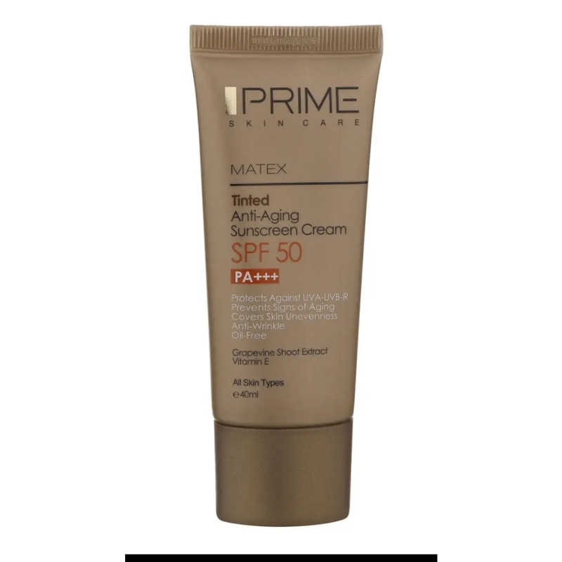 کرم ضدآفتاب رنگی پرایم SPF50 مدل Matex Tinted Rejuvinating، مناسب انواع پوست با حجم 40 میلی لیتر 