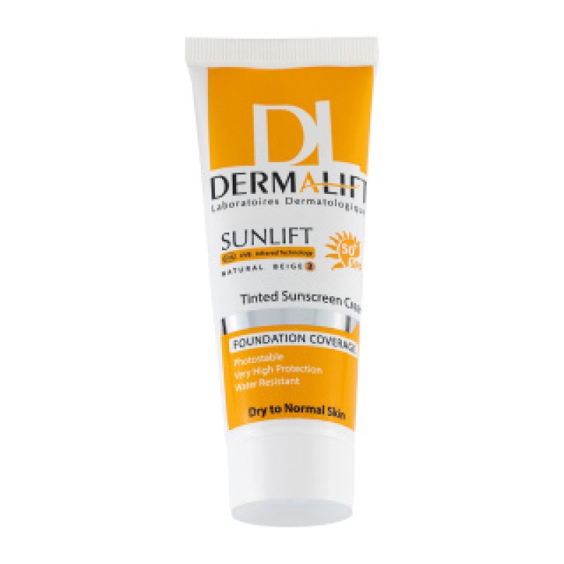 کرم ضد آفتاب رنگی شماره 02 درمالیفت با SPF50 مناسب پوست خشک حجم 40 میلی لیتر