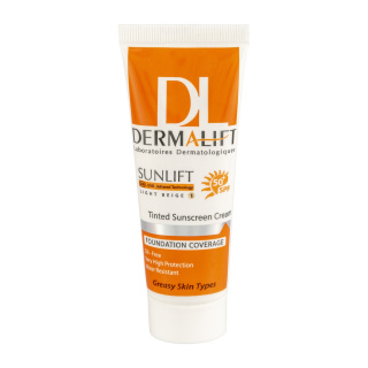 کرم ضد آفتاب رنگی شماره 01 درمالیفت با SPF50 مناسب پوست چرب حجم 40 میلی لیتر