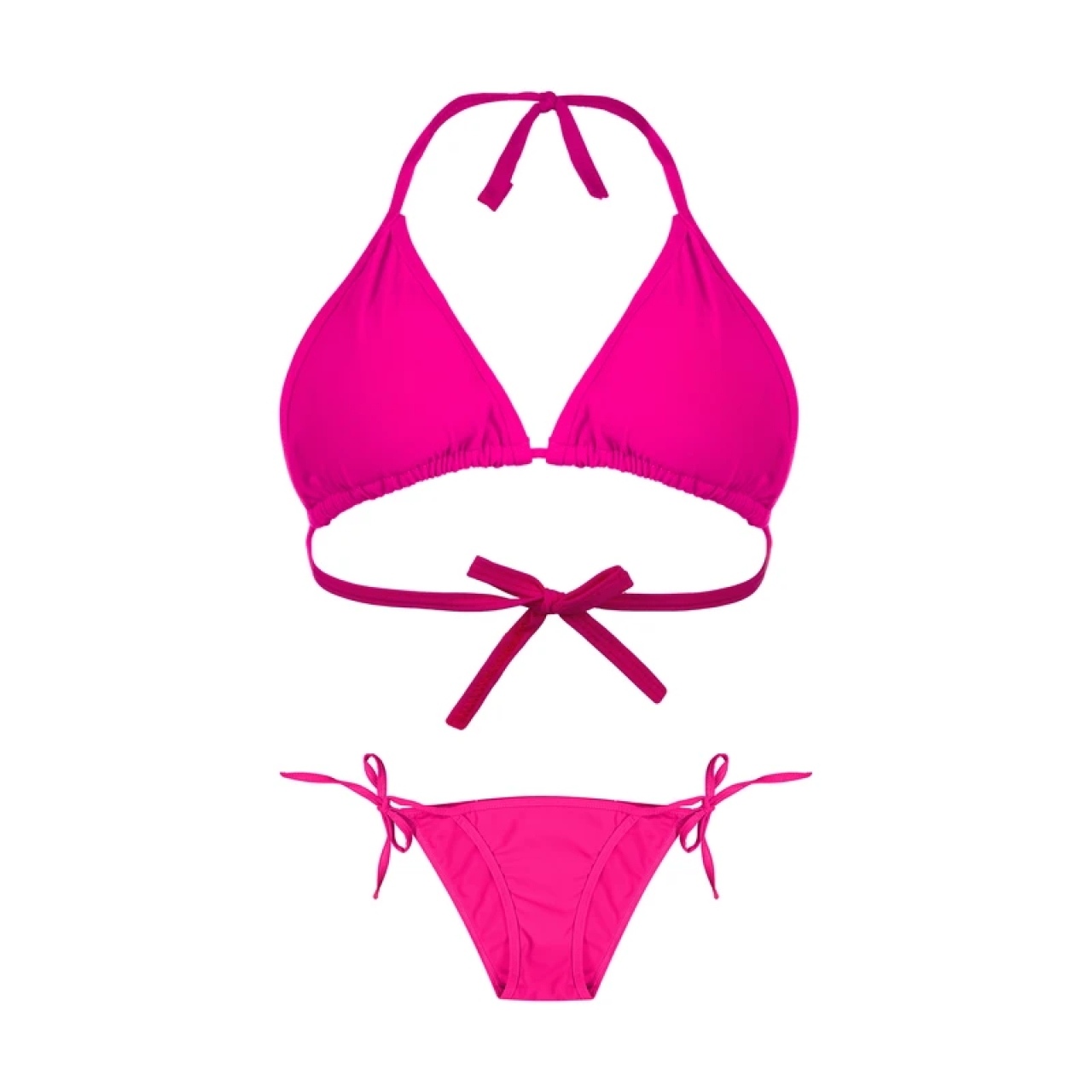 مایو زنانه دوتیکه مدل گره ای رنگ سرخابی