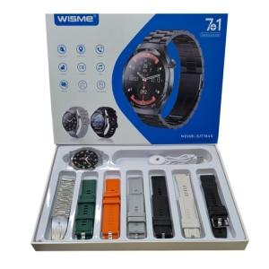 ساعت هوشمند ویسمی مدل WISME-X37 MAX صفحه گرد با 7 بند فلزی و سیلیکونی
