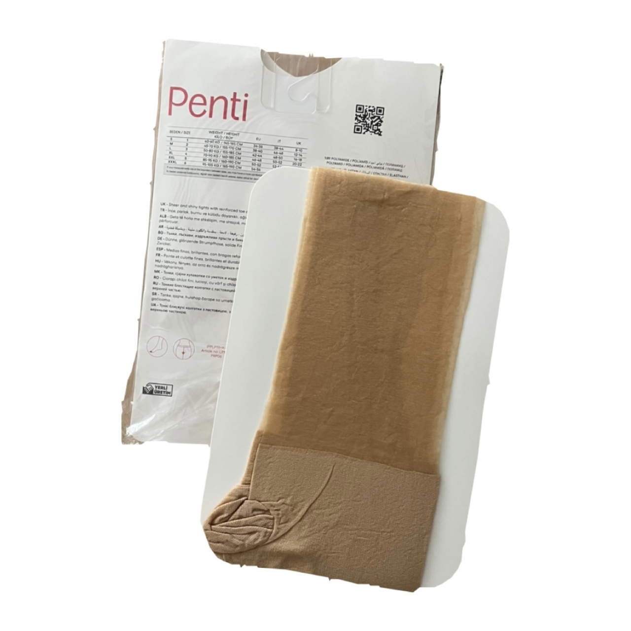 جورابشلواری نازک شیشه ای برندpenti مدل۱۵den رنگ پا