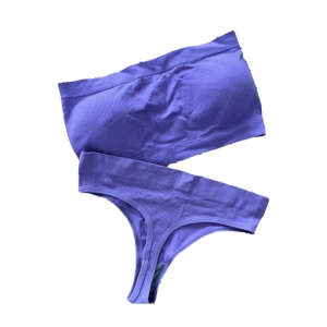 ست نیمتنه دکلته و شورت لامبادا کبریتی طرح ساده فری سایز رنگ بنفش