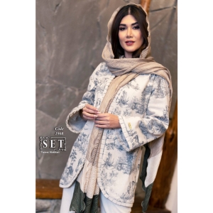 مانتو لینن مدل ماهرو طرح دیور رنگ ذغالی کد 1908 برند SET