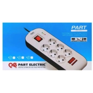 محافظ ولتاژ برق ۶ خانه پارت الکتریک مدل PE8803 برای صوتی و تصویری طول کابل ۳ متر