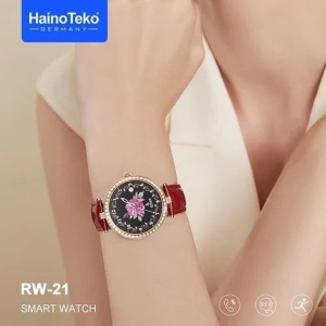 ساعت هوشمند هاینو تکو مدل RW21 زنانه دایره AMOLED با بند چرم و ضد آب IP68