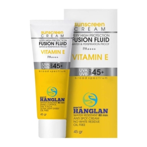 ضدآفتاب بی رنگ هانگلن مدل فیوژن spf45 مناسب انواع پوست حجم 45 میل