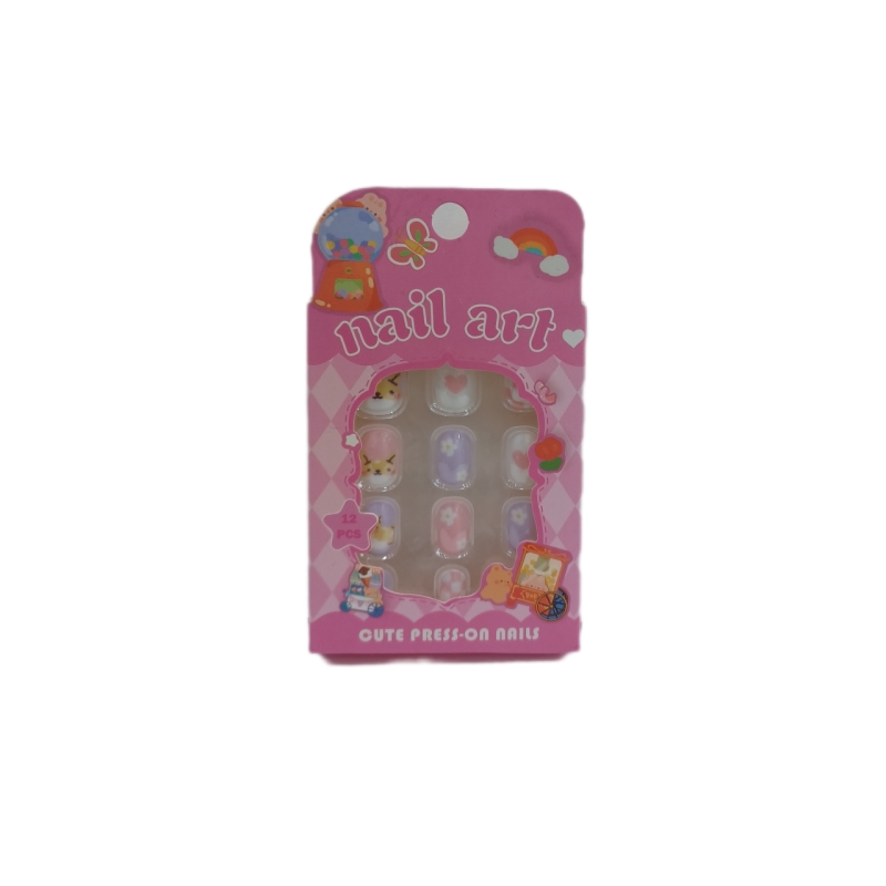 ناخن مصنوعی بچگانه nail art بسته ۱۲ عددی