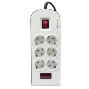 محافظ ولتاژ برق ۶ خانه پارت الکتریک مدل PE8802 برای صوتی و تصویری طول کابل ۱/۸۰ متر