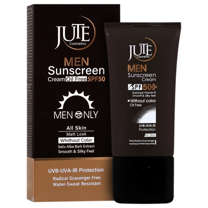 کرم ضدآفتاب آقایان ژوت بدون رنگ مناسب انواع پوست SPF50 حجم 45 میل 