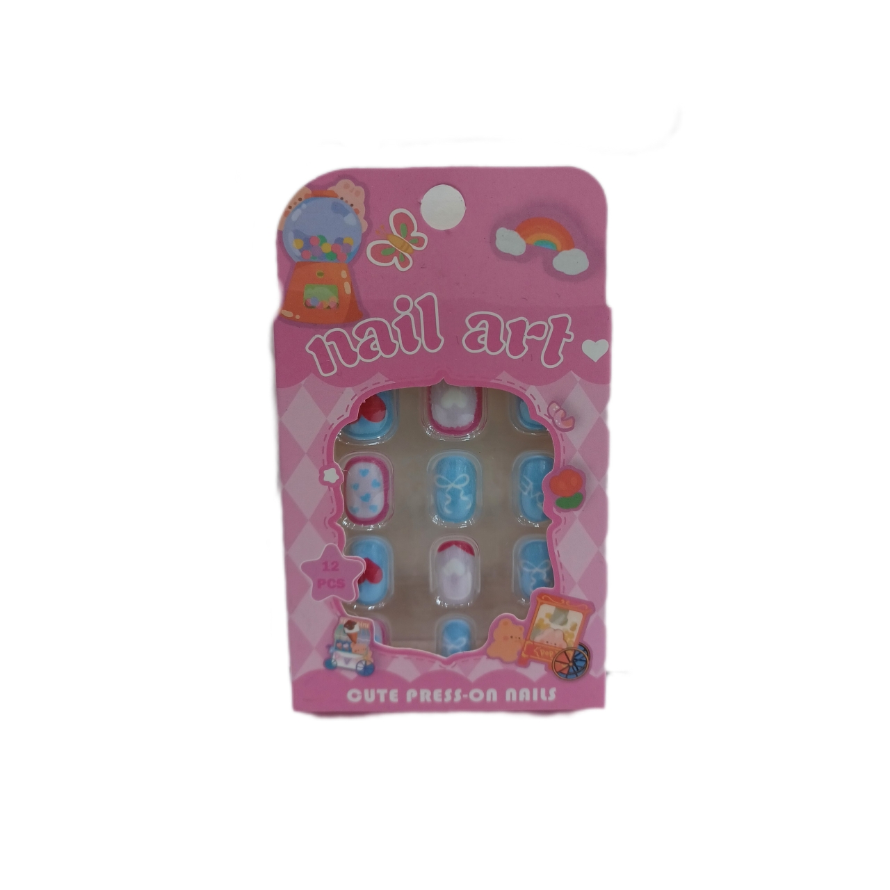 ناخن مصنوعی بچگانه nail art بسته ۱۲ عددی