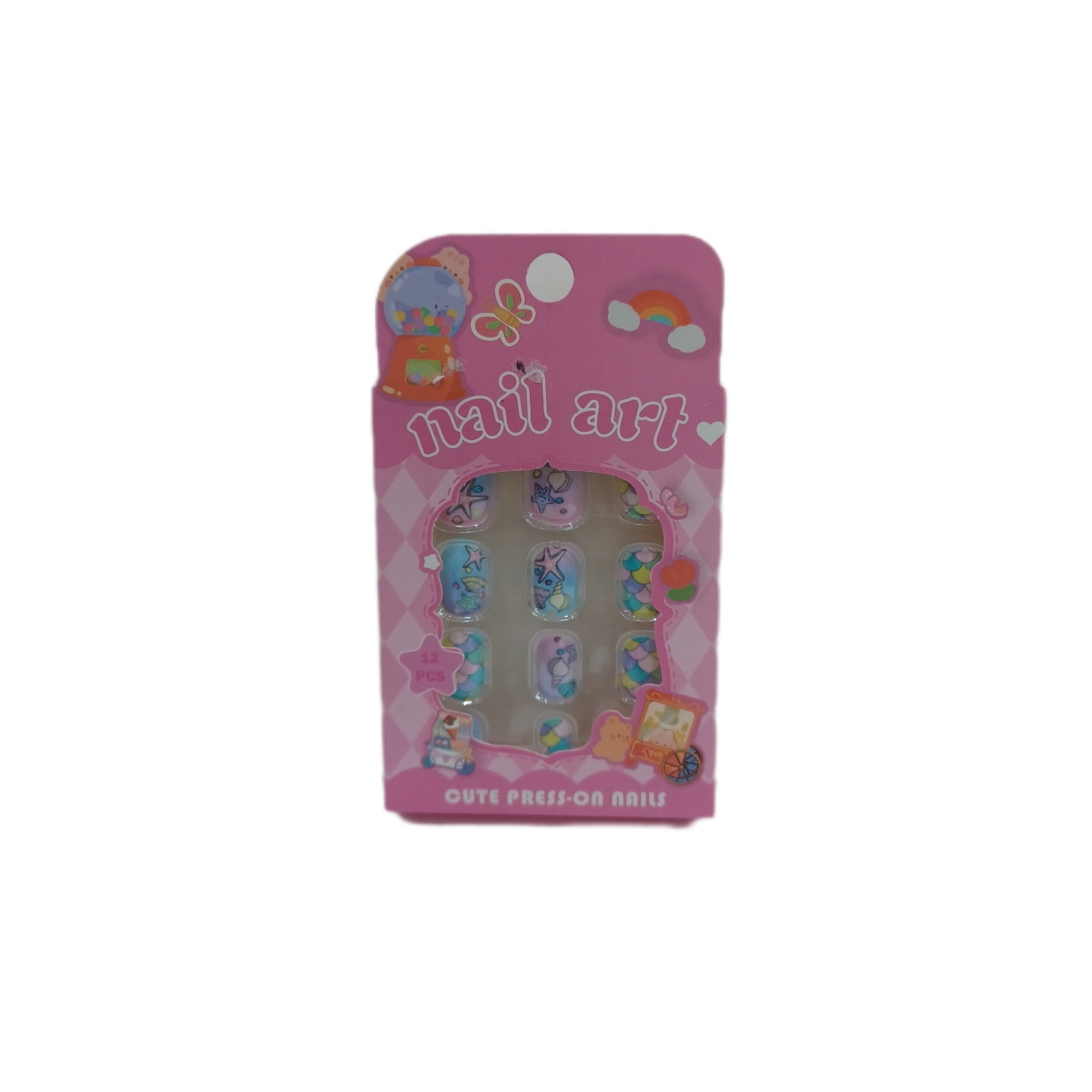 ناخن مصنوعی بچگانه nail art بسته ۱۲ عددی