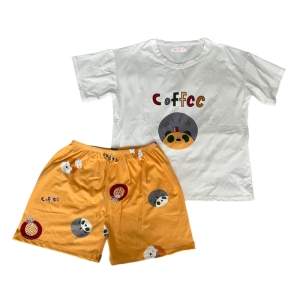 ست تی شرت و شلوارک زنانه طرح coffcc