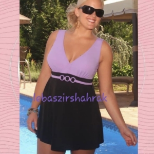 مایو زنانه مدل دامندار کاپدار سایز بزرگ رنگ مشکی وصورتی