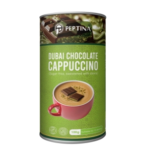 کاپوچینو دوبی چاکلت پپتینا بدون شکر و شیرین شده با استویا قوطی 100 گرمی