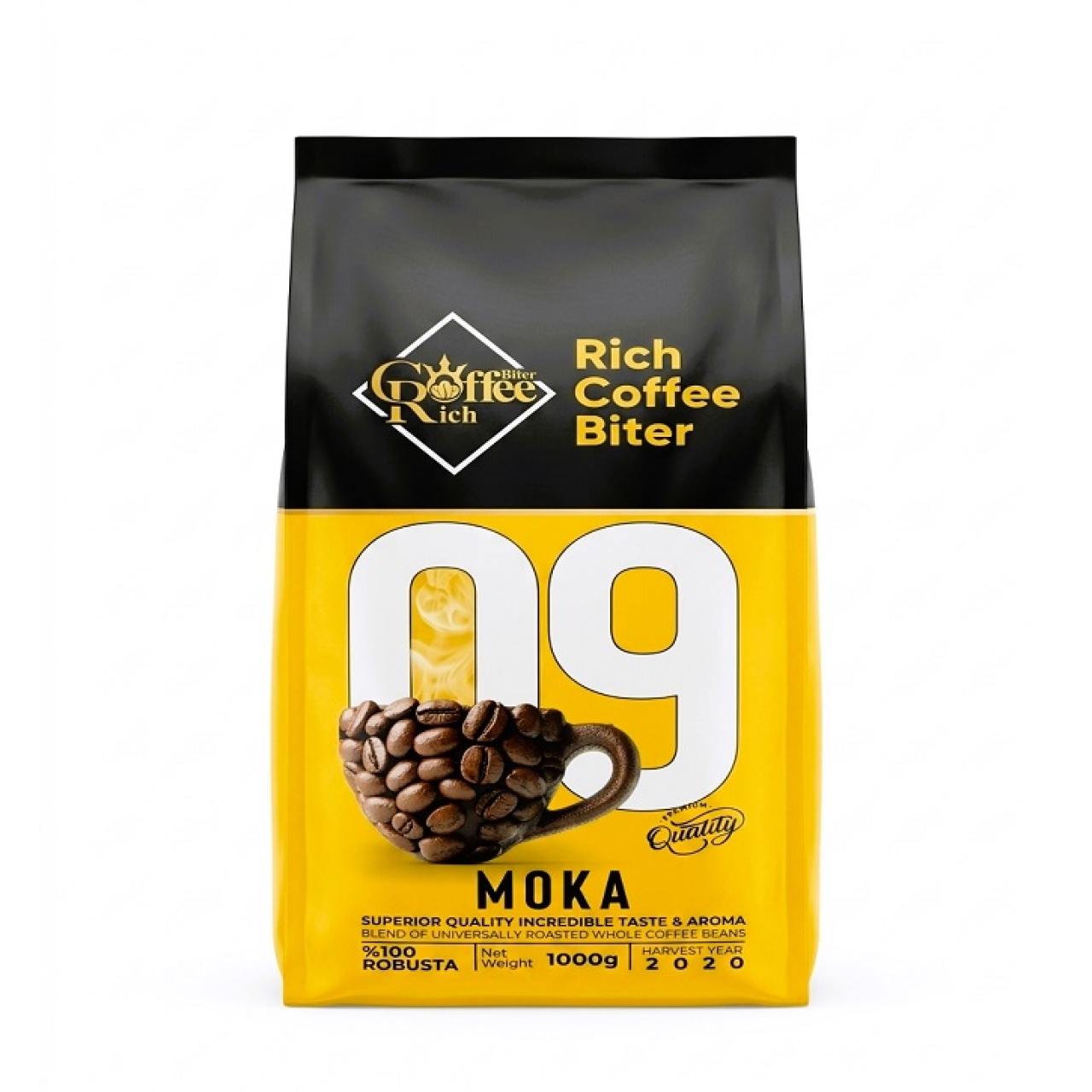 دانه قهوه ریچ کافی مدل Rich Coffee Biter MOKA 09 حجم 1000 گرم