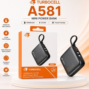 پاوربانک توربوسل مدل TurboCell A581 ظرفیت 10000 میلی‌آمپرساعت
