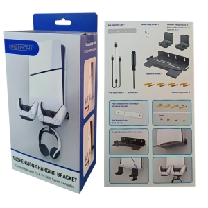 براکت دیواری PS5 Fat/Slim به همراه جایگاه دسته و هدست مدل PGTECH GP-535