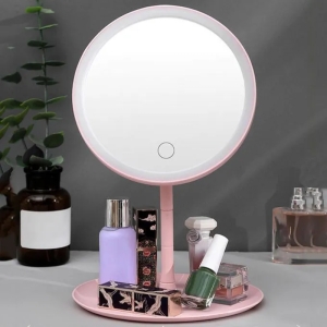 استند لوازم آرایشی و آینه رینگ لایت دار لمسی چراغ دار مدل LED makeup mirror