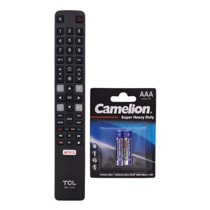 کنترل تلویزیون تی سی ال مدل RM-L1508 به همراه باتری نیم قلمی