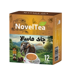 چای ماسالا شکلاتی کم شکر ناولتی جعبه 12 ساشه ای