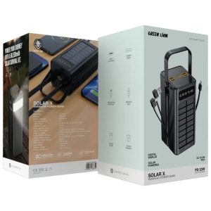 پاوربانک خورشیدی گرین لاین مدل Solar X GLPX50 GNSOL50PB60BK ظرفیت 60000 میلی آمپر ساعت